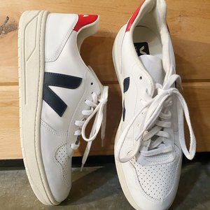 Veja V-10 Navy Blue and Red White High Top Sneakers Brand New Never Worn